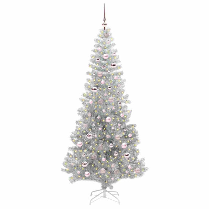 Albero di Natale con 300 LED con supporto Argento 210 cm PET 3396685