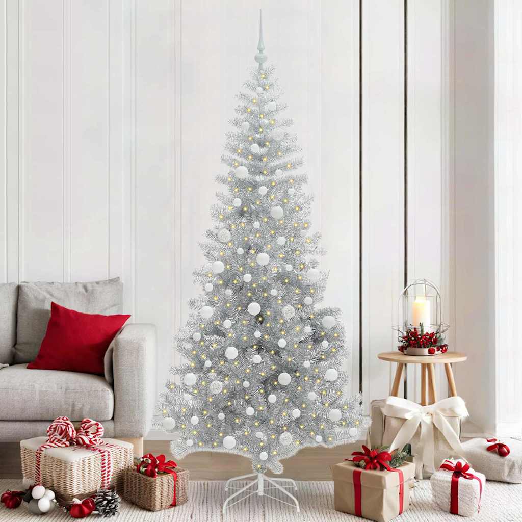 Albero di Natale con 300 LED con supporto Argento 210 cm PET 3396686