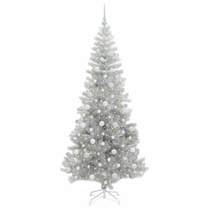 Albero di Natale con 300 LED con supporto-Luci decorative natalizie Argento 210 cm PET 527075