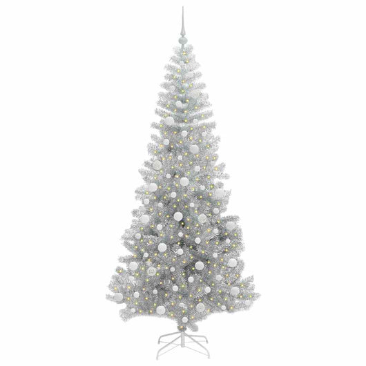 Albero di Natale con 300 LED con supporto-Luci decorative natalizie Argento 210 cm PET 527075