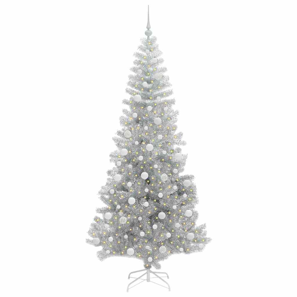 Albero di Natale con 300 LED con supporto Argento 210 cm PET 3396686