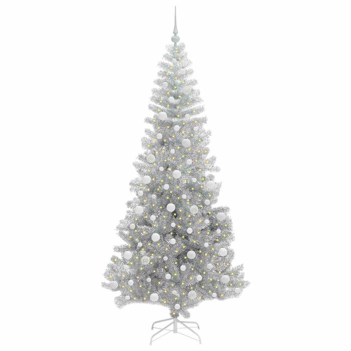 Albero di Natale con 300 LED con supporto Argento 210 cm PET 3396686