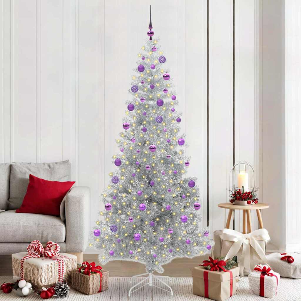 Albero di Natale con 300 LED con supporto Argento 210 cm PET 3396689