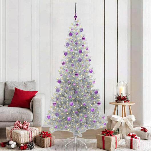Albero di Natale con 300 LED con supporto Argento 210 cm PET 3396689