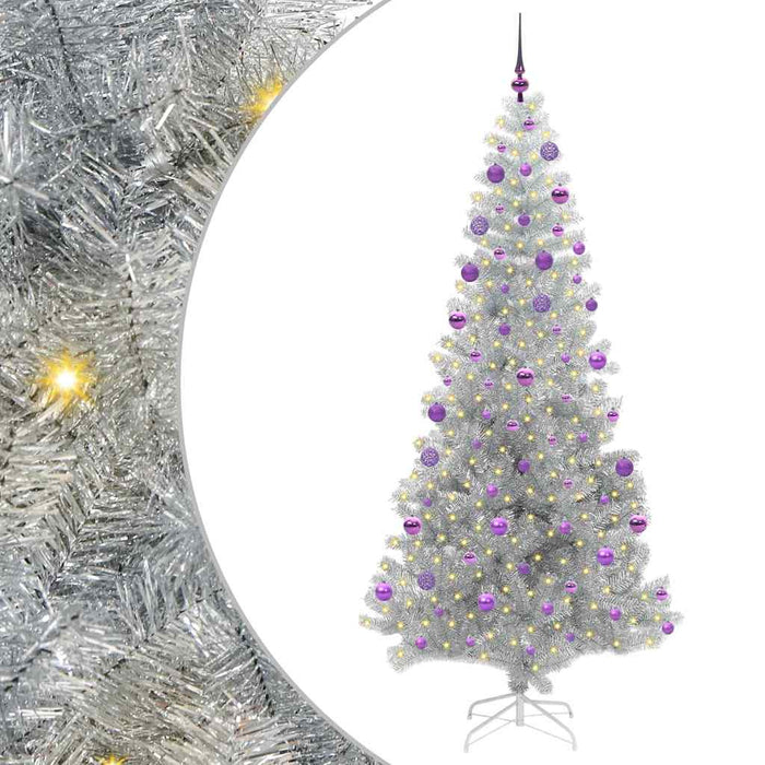 Albero di Natale con 300 LED con supporto Argento 210 cm PET 3396689