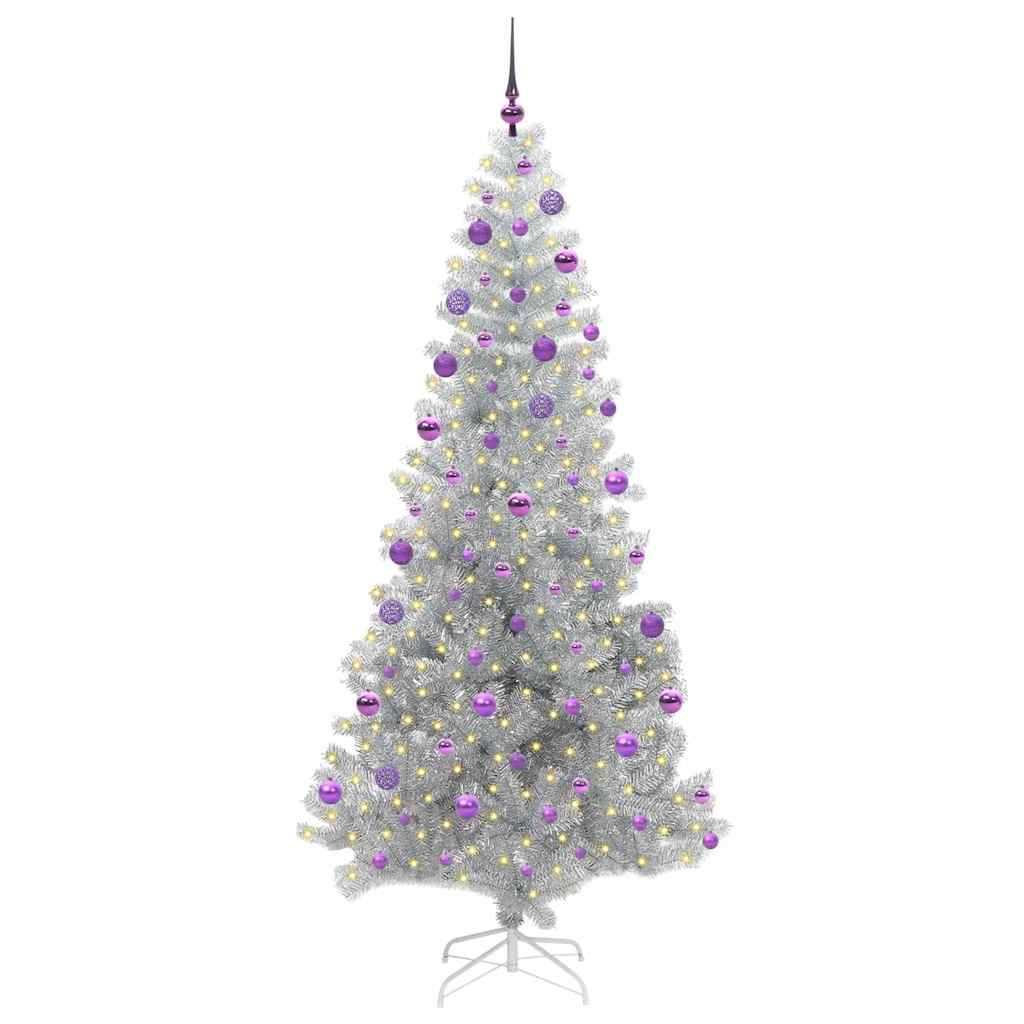 Albero di Natale con 300 LED con supporto Argento 210 cm PET 3396689
