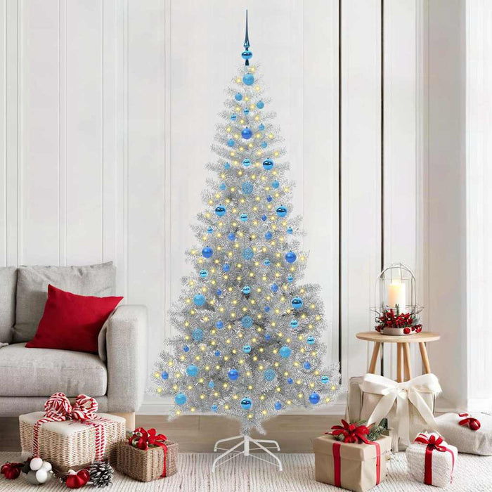 Albero di Natale con 300 LED con supporto Argento 210 cm PET 3396690