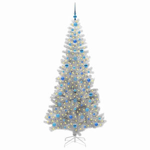 Albero di Natale con 300 LED con supporto-Luci decorative natalizie Argento 210 cm PET 110980
