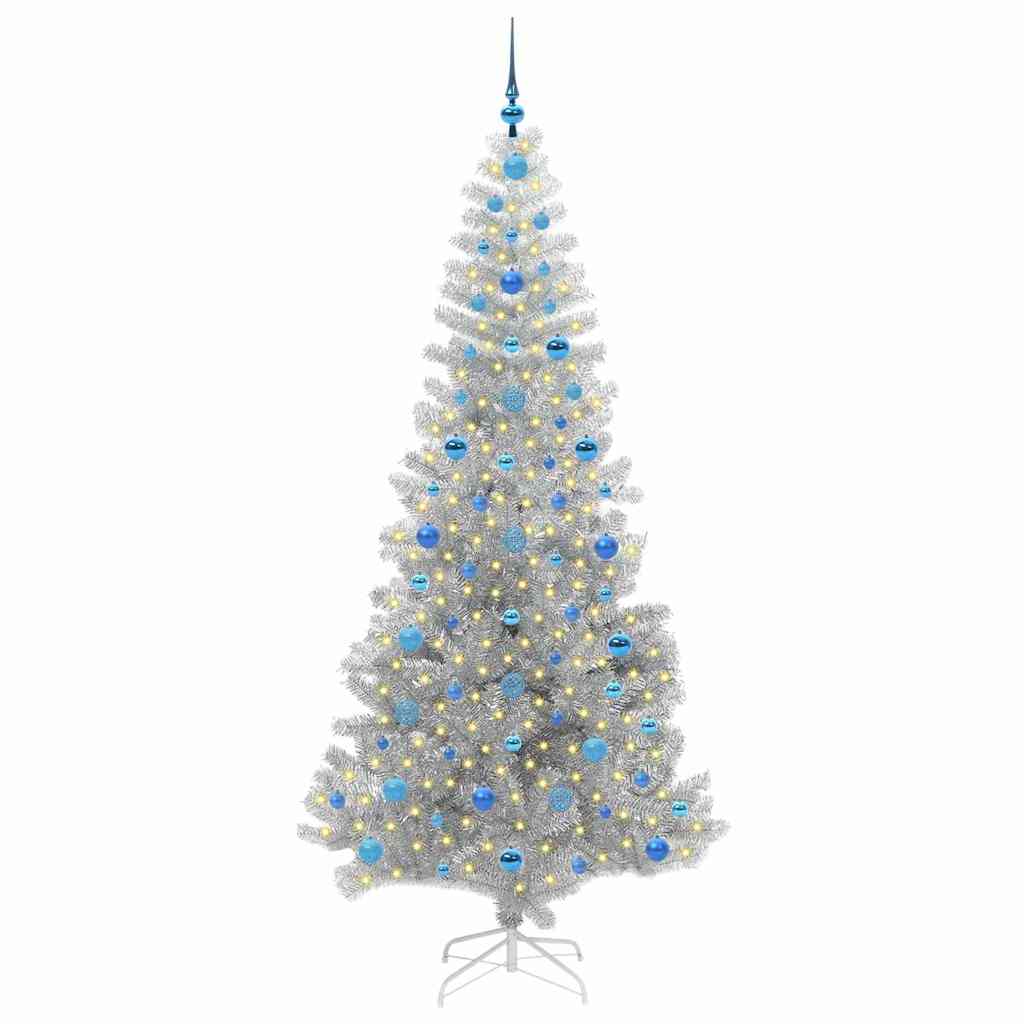 Albero di Natale con 300 LED con supporto Argento 210 cm PET 3396690