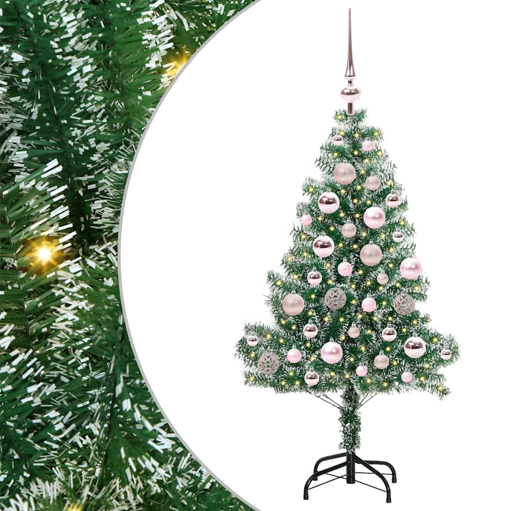 Albero di Natale Artificiale Imbiancato con Luci LED 120 cm 3396799