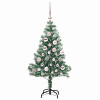 Albero di Natale Artificiale Imbiancato con Luci LED 120 cm 3396799