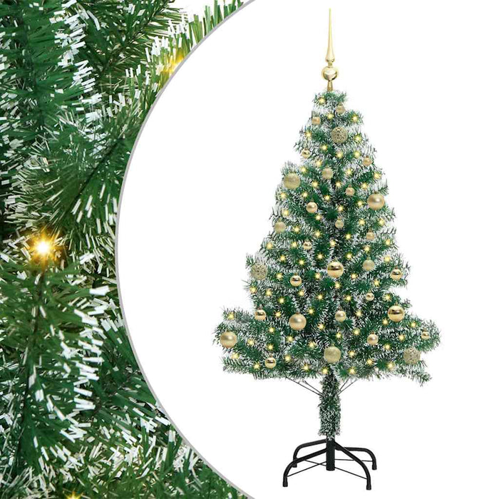 Albero di Natale Artificiale Imbiancato con Luci LED 150 cm 3396810