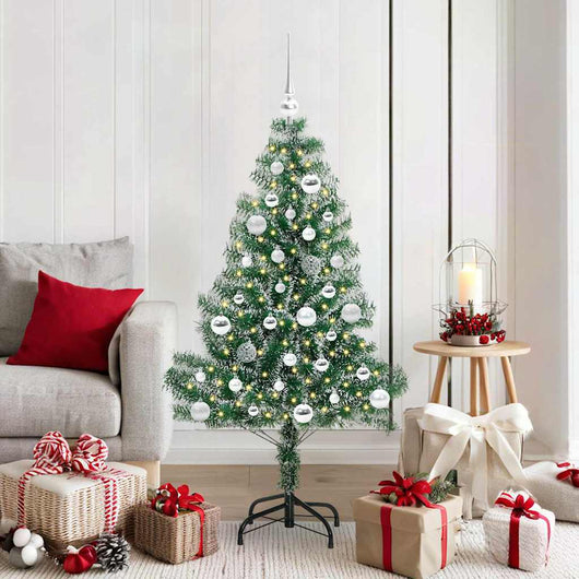 Albero di Natale Artificiale Imbiancato con Luci LED 150 cm 3396811