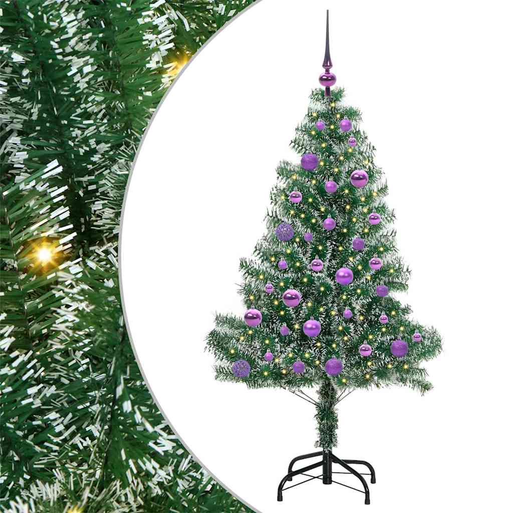 Albero di Natale Artificiale Imbiancato con Luci LED 150 cm 3396812