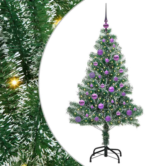 Albero di Natale Artificiale Imbiancato con Luci LED 150 cm 3396812