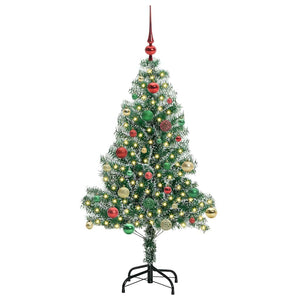 Albero di Natale Artificiale Imbiancato con Luci LED 150 cm 3396814