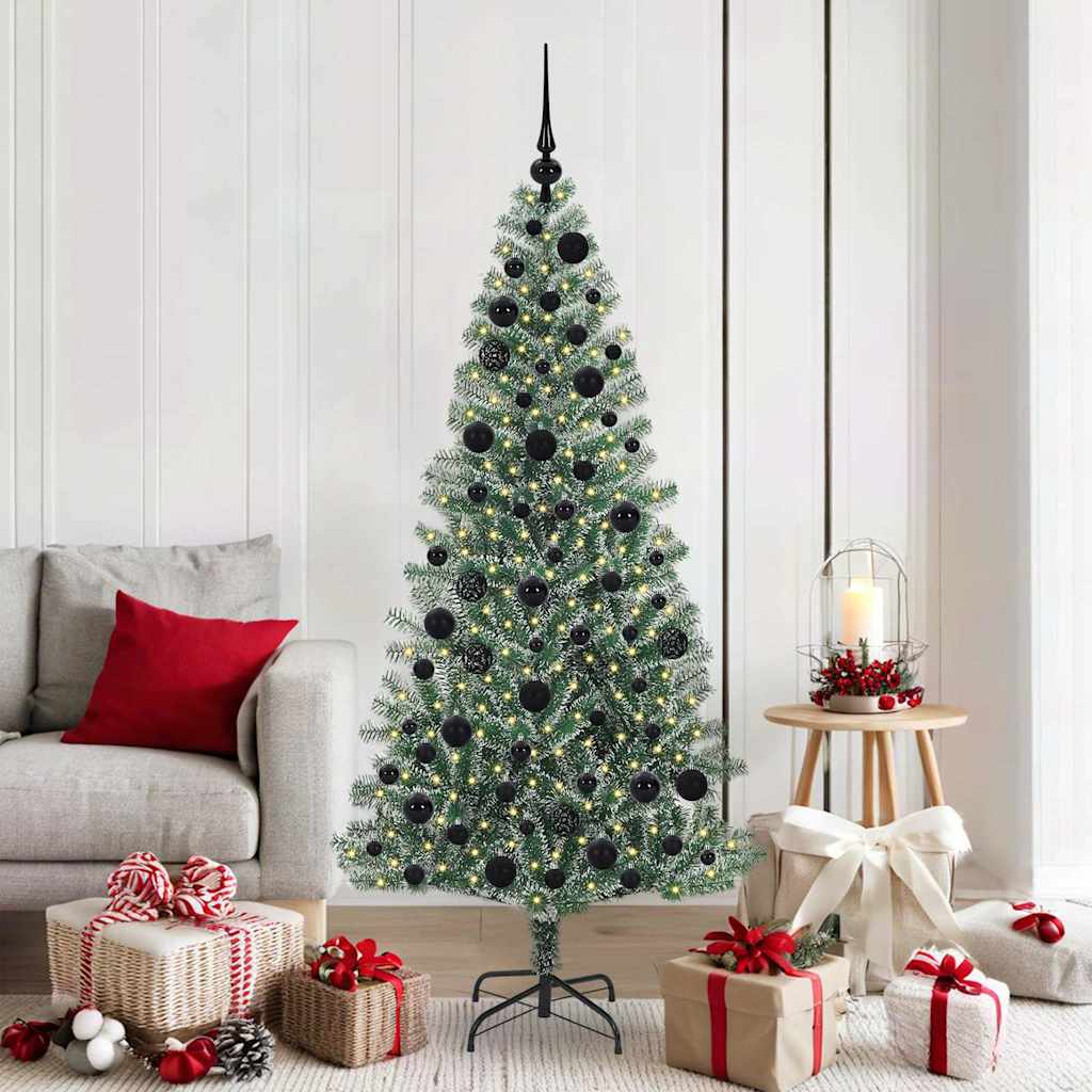 Albero di Natale Artificiale Imbiancato con Luci LED 180 cm 3396816