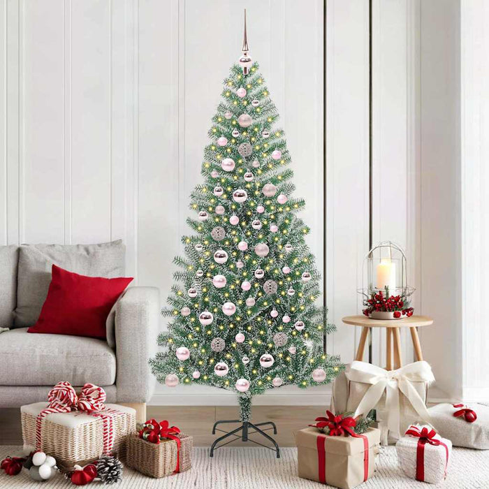 Albero di Natale Artificiale Imbiancato con Luci LED 180 cm 3396817
