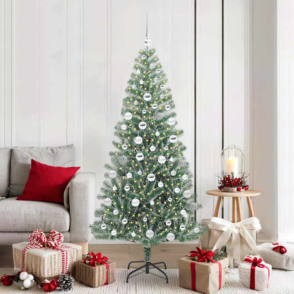 Albero di Natale Artificiale Imbiancato con Luci LED 180 cm 3396820