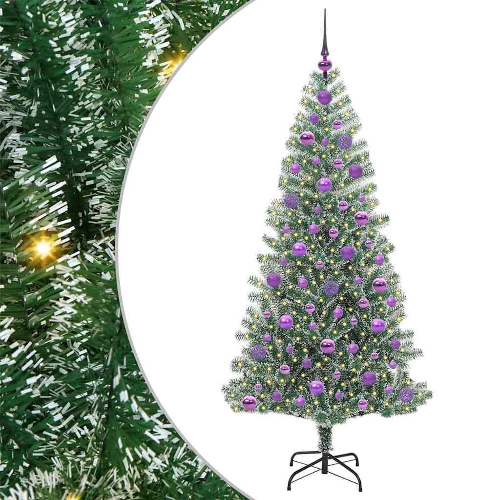 Albero di Natale Artificiale Imbiancato con Luci LED 180 cm 3396821