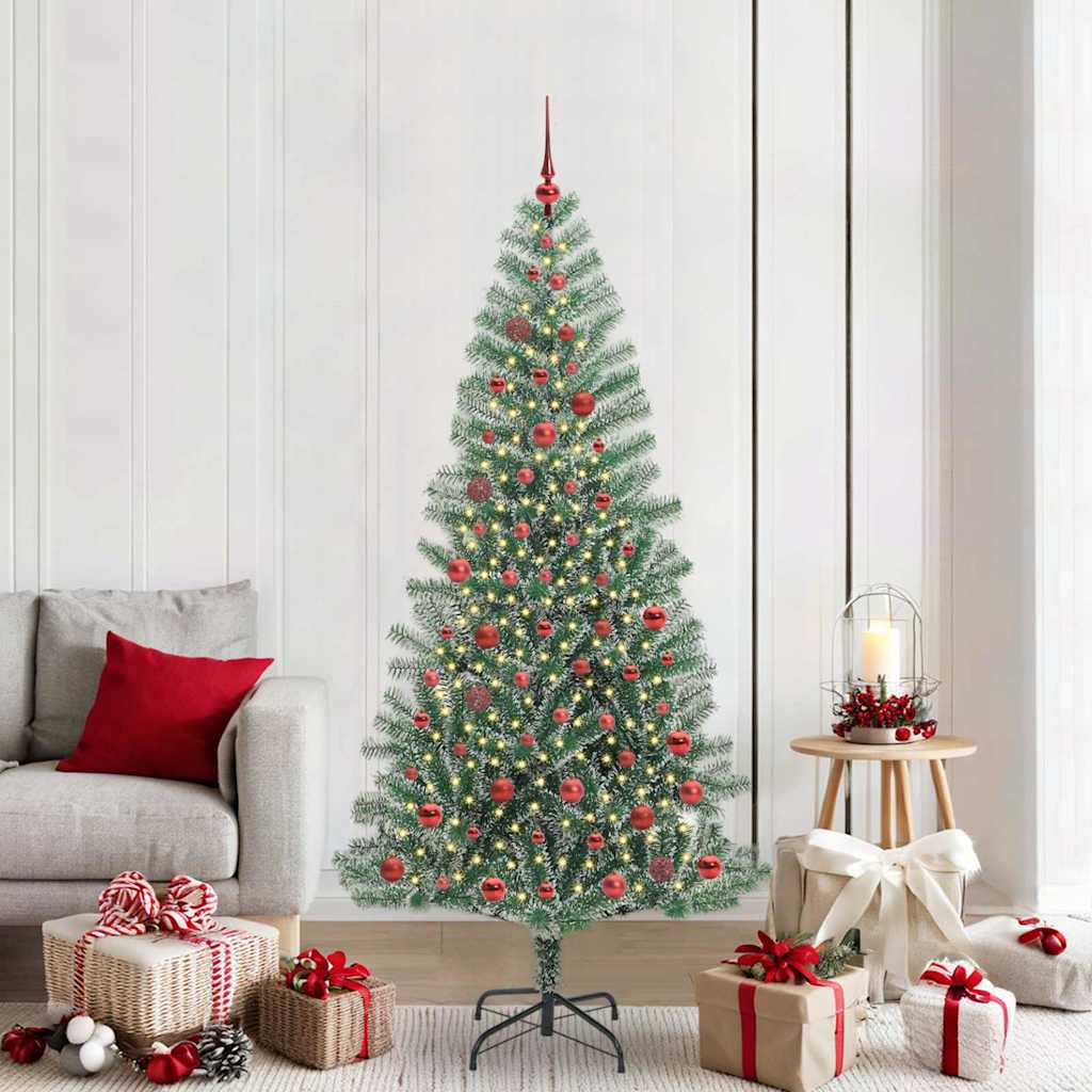 Albero di Natale Artificiale Imbiancato con Luci LED 210 cm 3396824