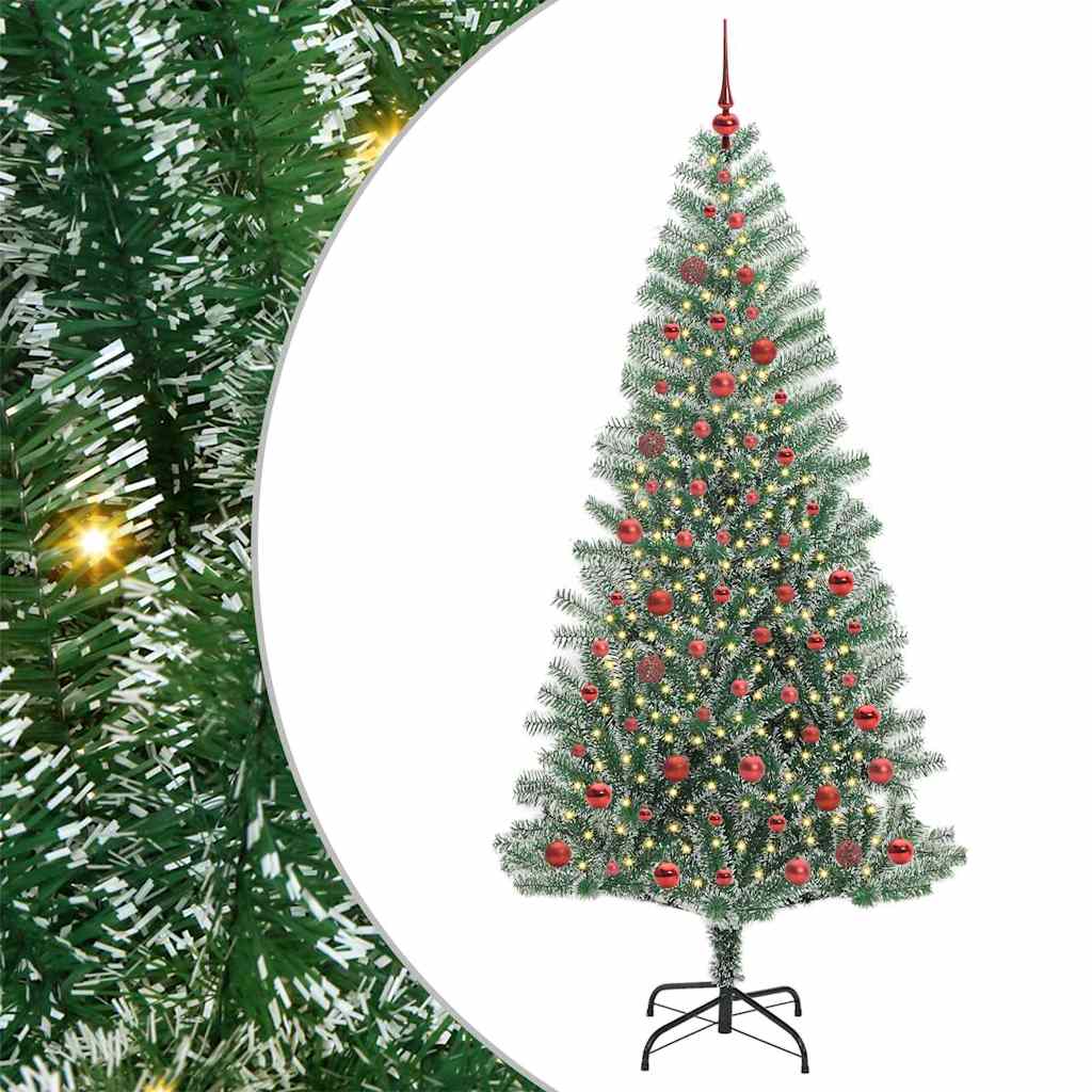 Albero di Natale Artificiale Imbiancato con Luci LED 210 cm 3396824