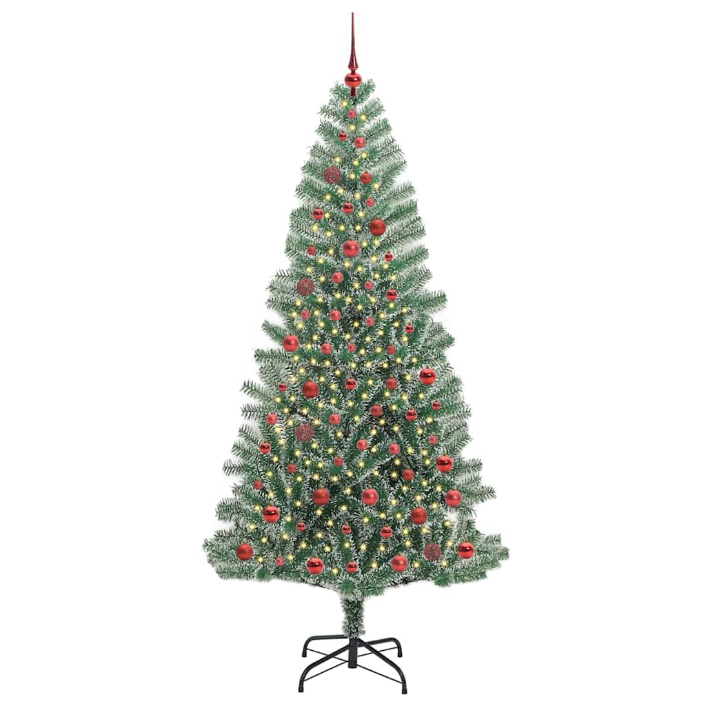 Albero di Natale Artificiale Imbiancato con Luci LED 210 cm 3396824