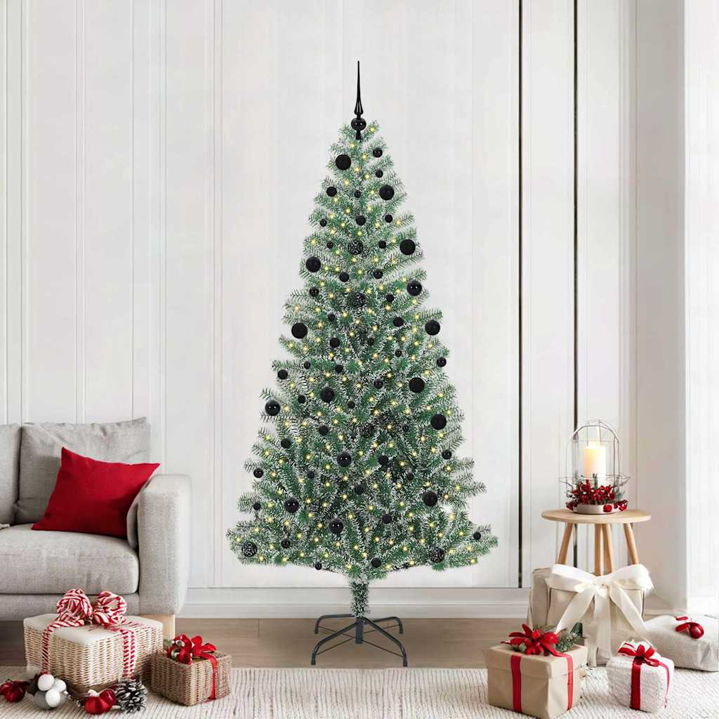 Albero di Natale Artificiale Imbiancato con Luci LED 210 cm 3396825
