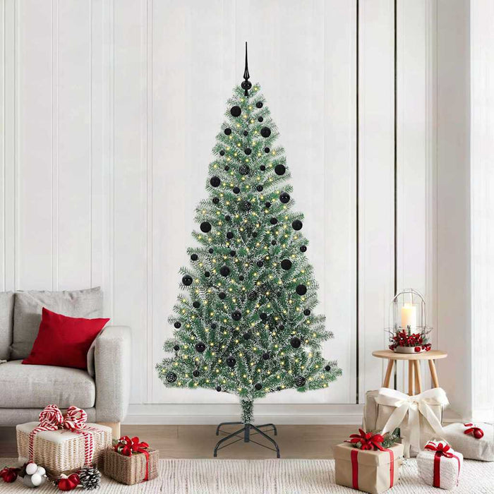 Albero di Natale Artificiale Imbiancato con Luci LED 210 cm 3396825