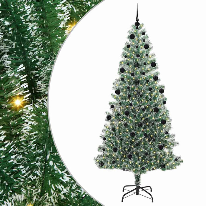 Albero di Natale Artificiale Imbiancato con Luci LED 210 cm 3396825