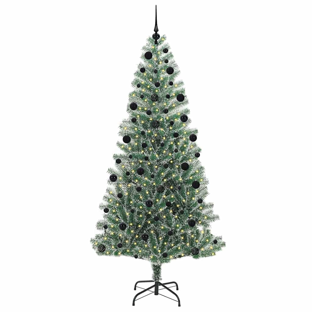 Albero di Natale Artificiale-Albero Natalizio Imbiancato con Luci LED 210 cm 685017