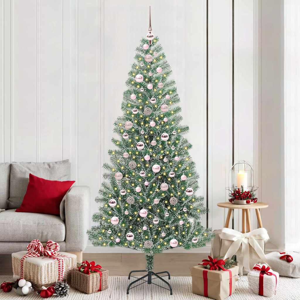 Albero di Natale Artificiale Imbiancato con Luci LED 210 cm 3396826