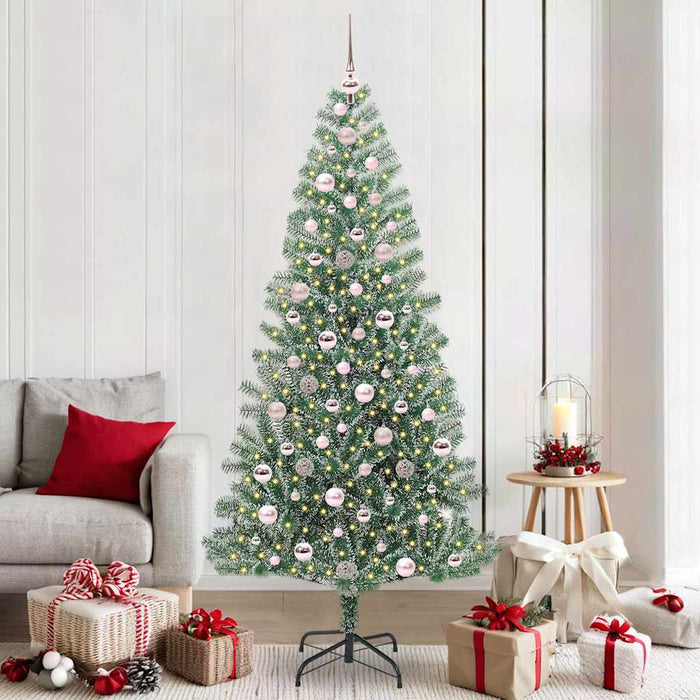 Albero di Natale Artificiale Imbiancato con Luci LED 210 cm 3396826