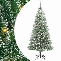 Albero di Natale Artificiale-Albero Natalizio Imbiancato con Luci LED 210 cm 358417