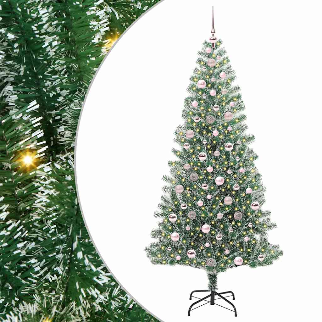 Albero di Natale Artificiale Imbiancato con Luci LED 210 cm 3396826