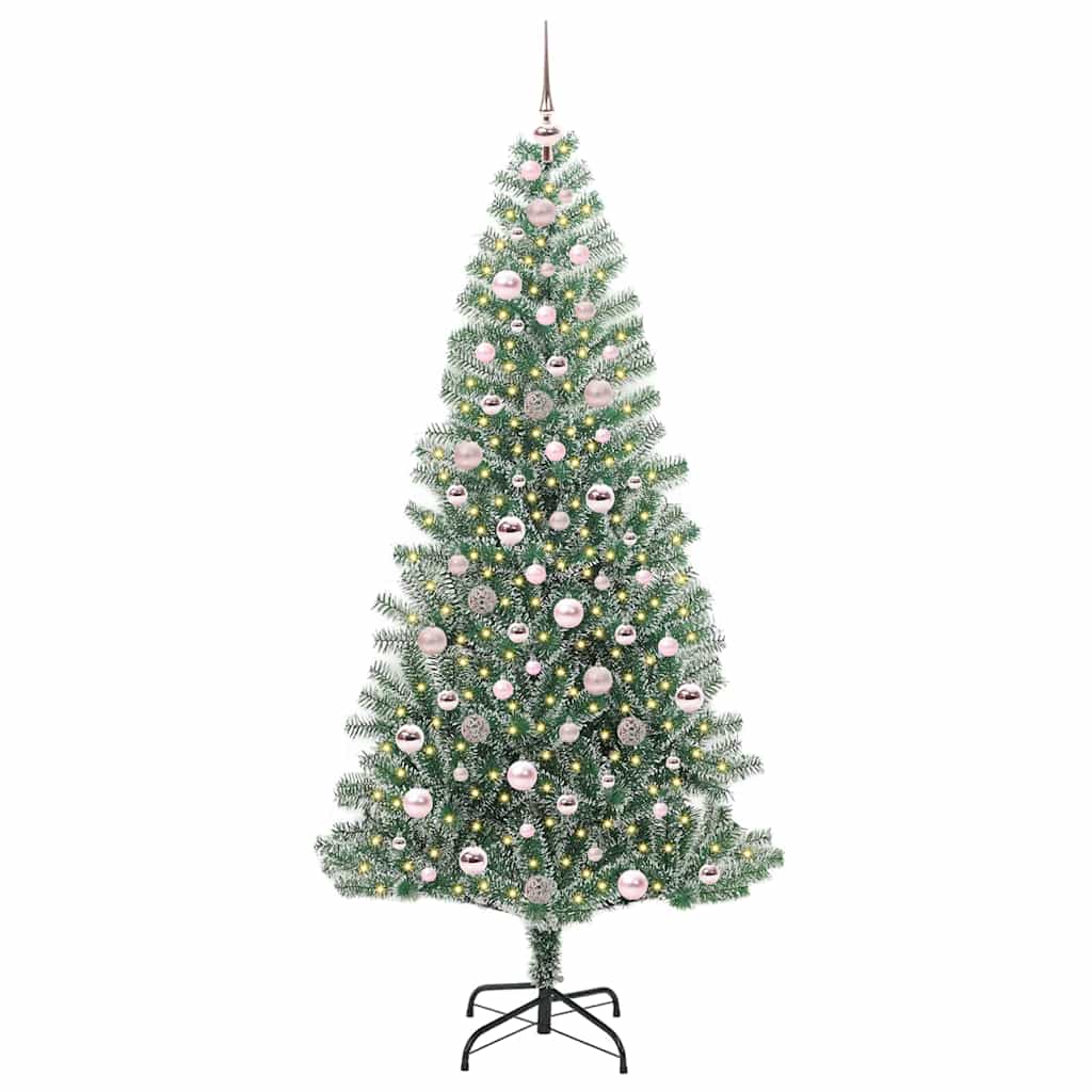 Albero di Natale Artificiale Imbiancato con Luci LED 210 cm 3396826