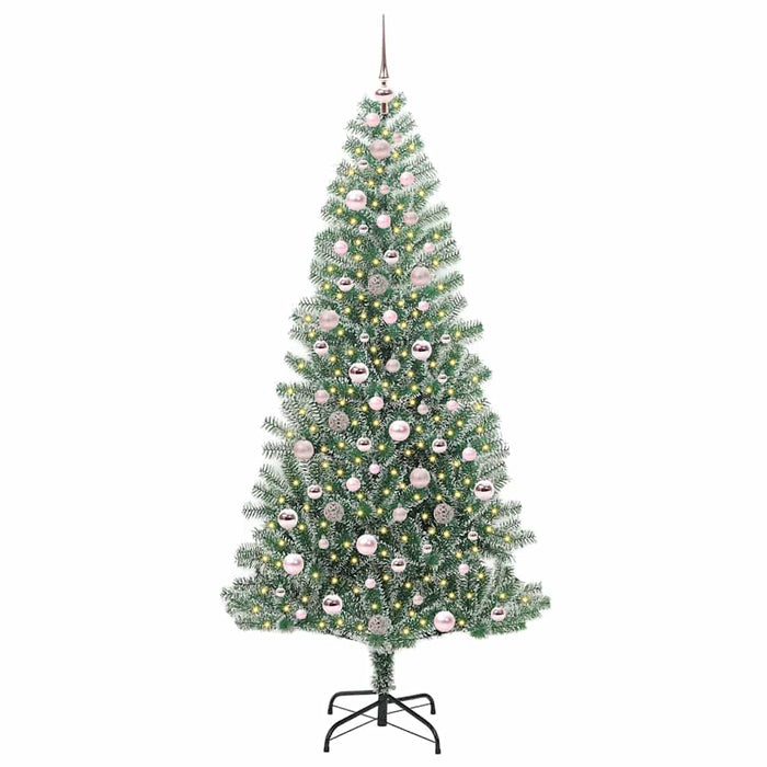 Albero di Natale Artificiale Imbiancato con Luci LED 210 cm 3396826