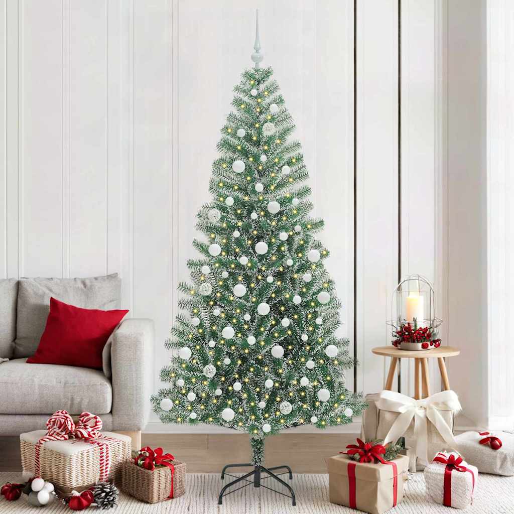 Albero di Natale Artificiale Imbiancato con Luci LED 210 cm 3396827