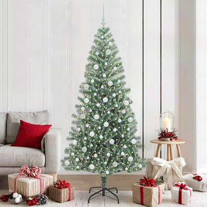 Albero di Natale Artificiale Imbiancato con Luci LED 210 cm 3396827