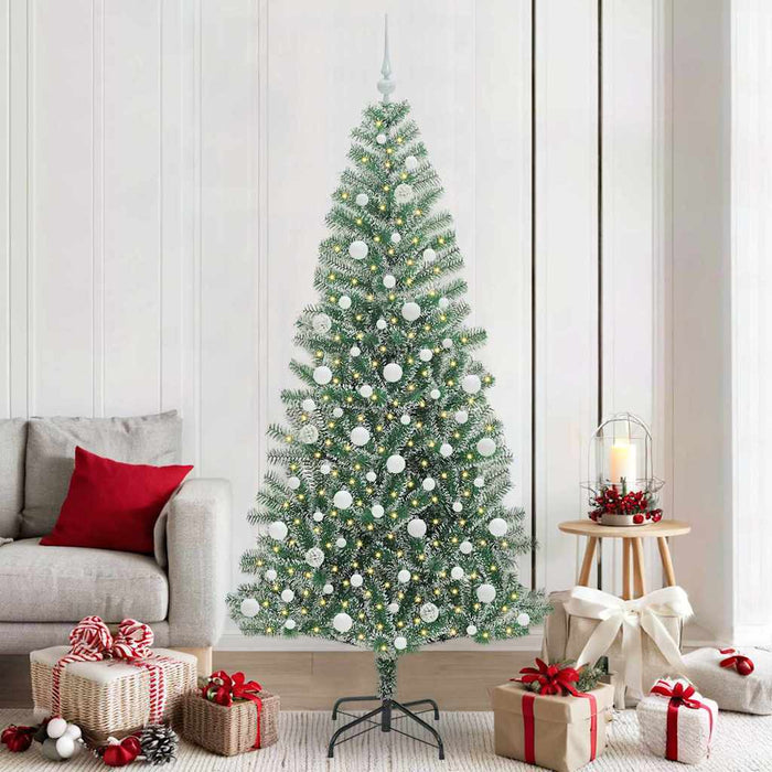 Albero di Natale Artificiale Imbiancato con Luci LED 210 cm 3396827