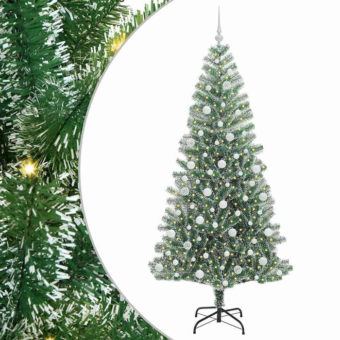 Albero di Natale Artificiale Imbiancato con Luci LED 210 cm 3396827