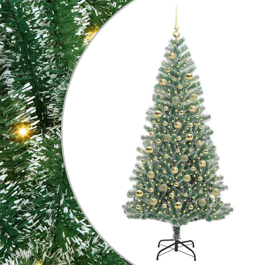 Albero di Natale Artificiale Imbiancato con Luci LED 210 cm 3396828