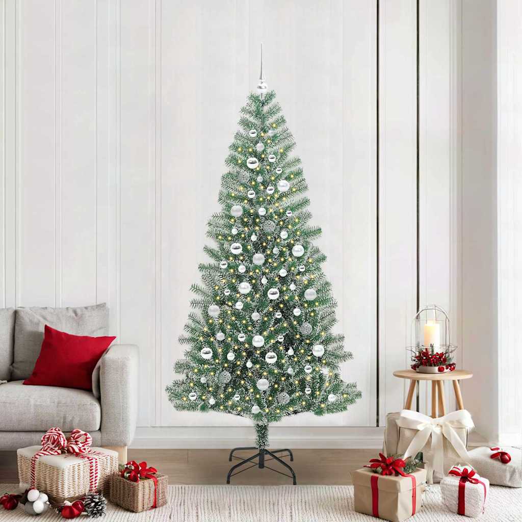 Albero di Natale Artificiale Imbiancato con Luci LED 210 cm 3396829
