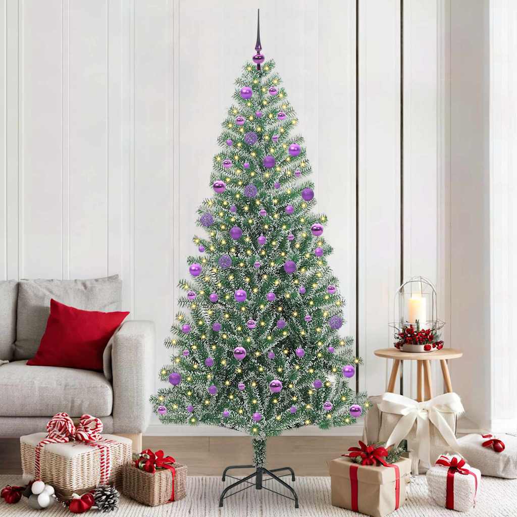 Albero di Natale Artificiale Imbiancato con Luci LED 210 cm 3396830