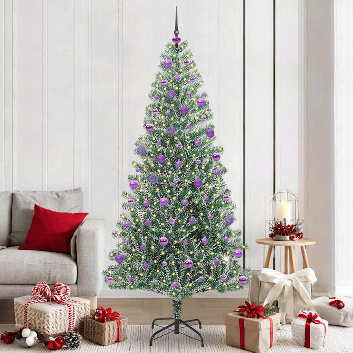 Albero di Natale Artificiale Imbiancato con Luci LED 210 cm 3396830