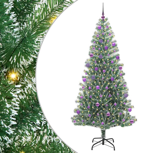 Albero di Natale Artificiale Imbiancato con Luci LED 210 cm 3396830