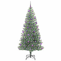 Albero di Natale Artificiale-Albero Natalizio Imbiancato con Luci LED 210 cm 236398