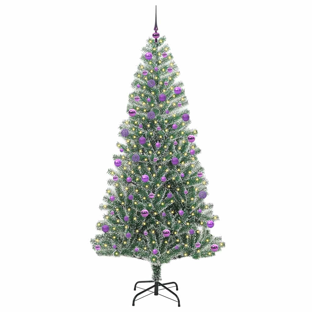 Albero di Natale Artificiale Imbiancato con Luci LED 210 cm 3396830