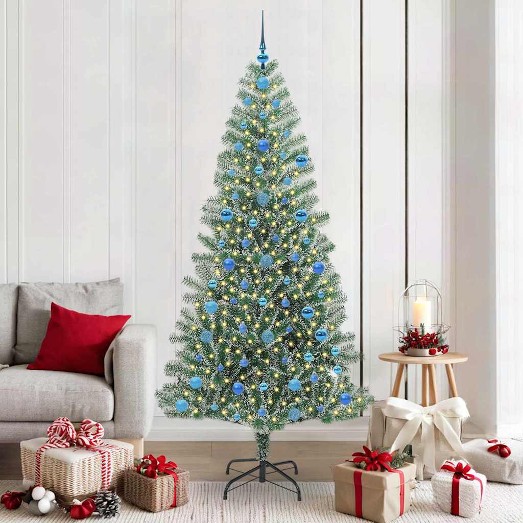 Albero di Natale Artificiale Imbiancato con Luci LED 210 cm 3396831
