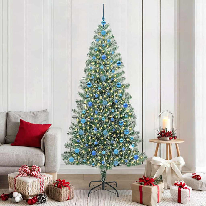 Albero di Natale Artificiale Imbiancato con Luci LED 210 cm 3396831